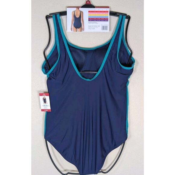 Lands' End Women's Scoop Neck One-Piece Swimsuit Size XL/18 Navy/Green - Picture 4 of 7